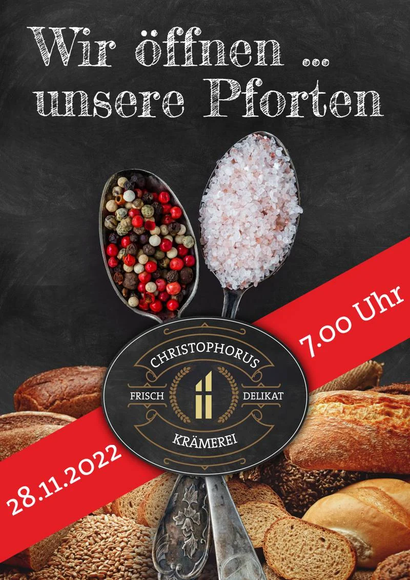 Geheimniskrämerei endet am&nbsp;28.11.2022 mit&nbsp;geöffneten Türen der&nbsp;Christophorus –&nbsp;Krämerei