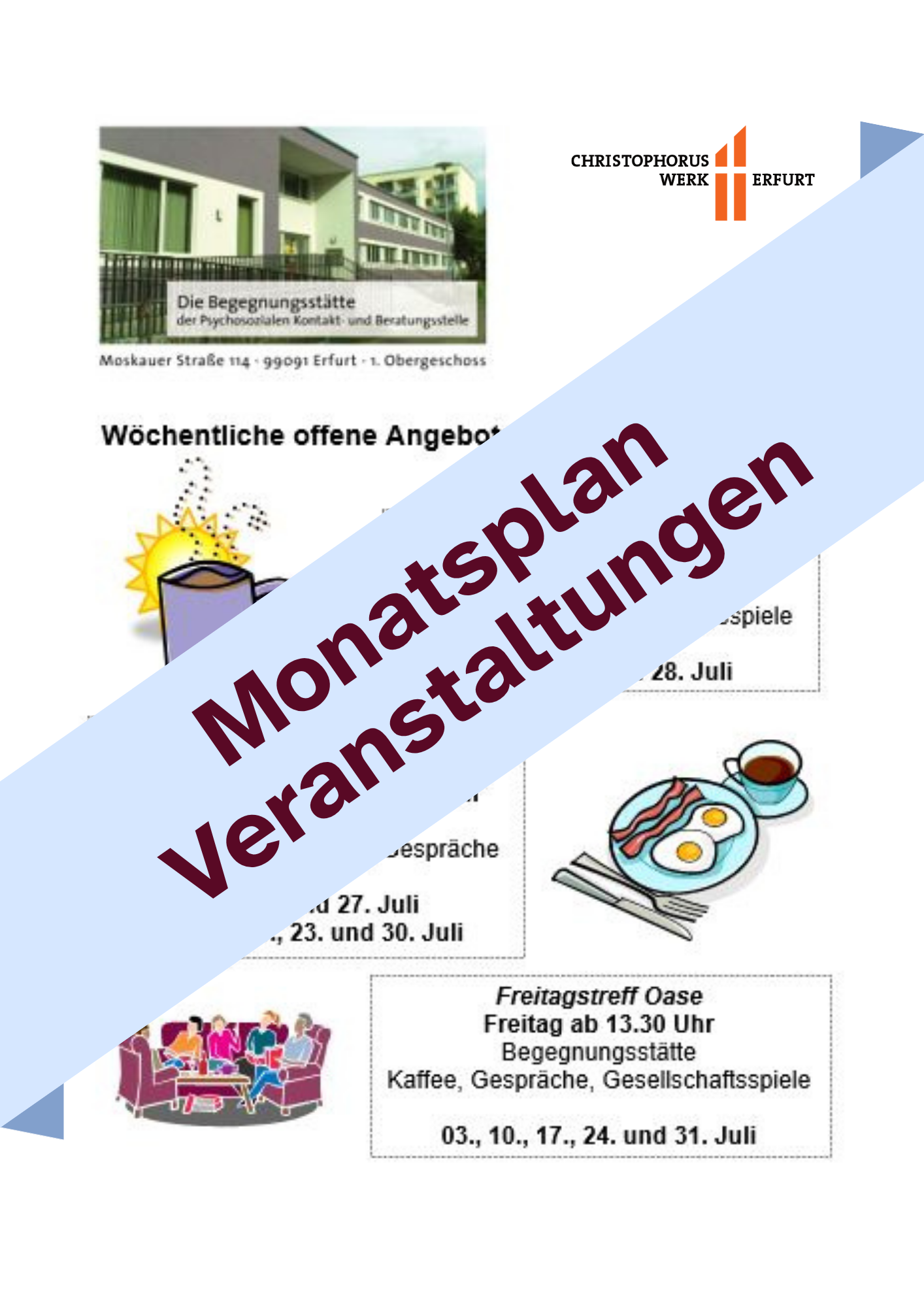 Link zum Herunterladen des monatlichen Veranstaltungsplan der Begegnungsstätte des Christophoruswerks